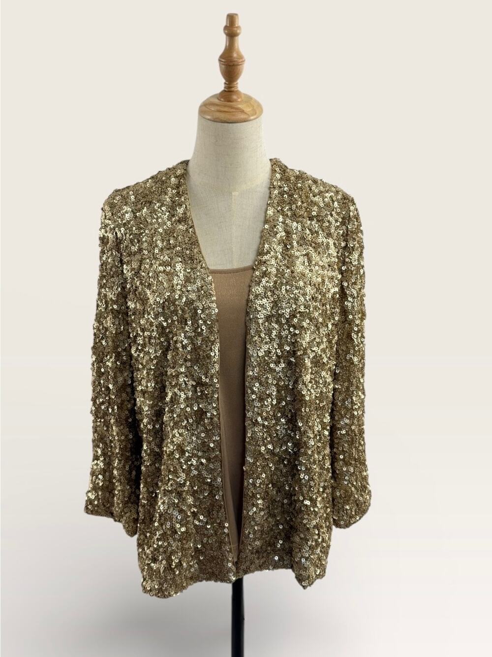 NWT Chicos Travelers Champagne Sequin Jacket with Tank, Size 0 (S/4)